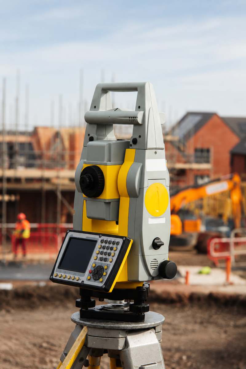 Survey equipment on a construction site